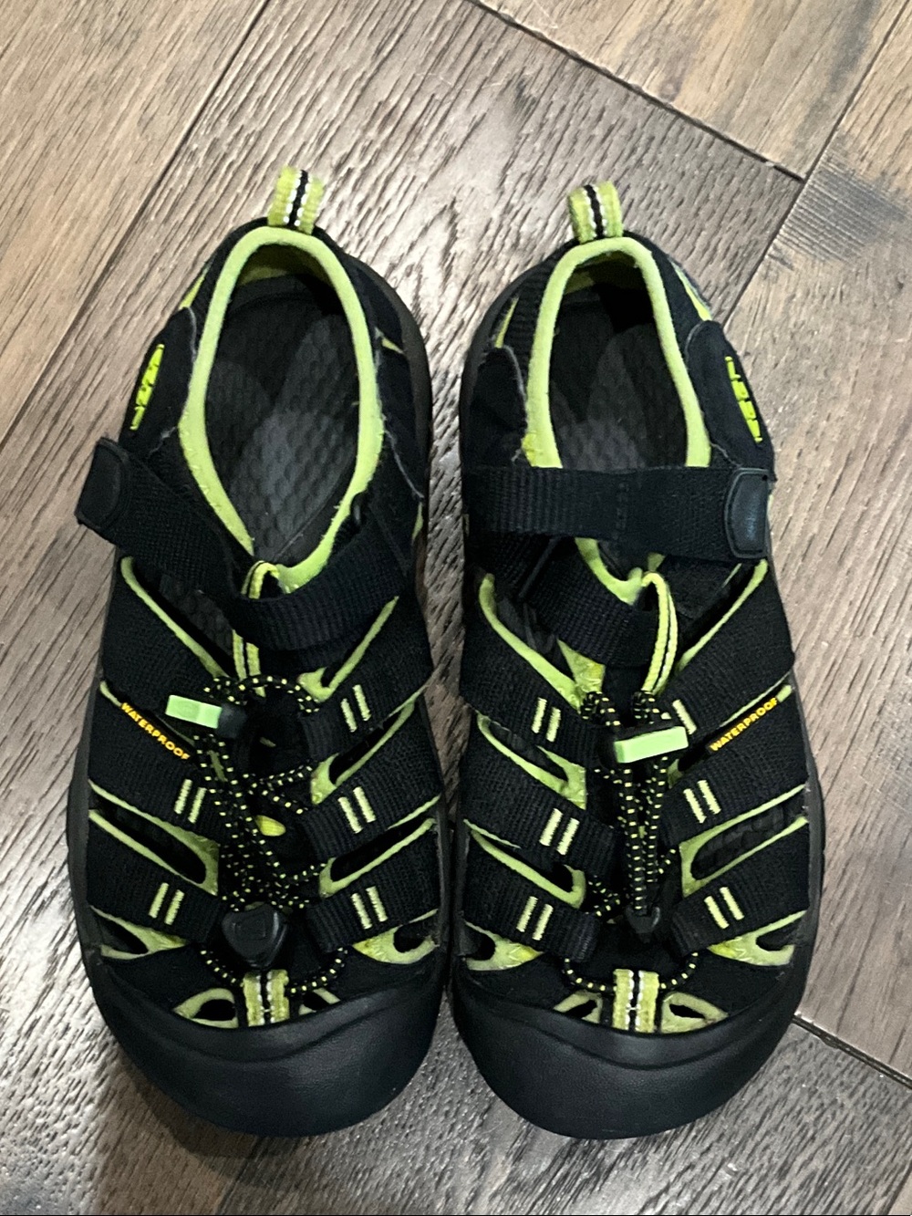 Keen Black and Neon Green Trail Sandals